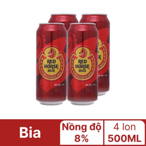 4 lon bia San Miguel Red Horse 500ml