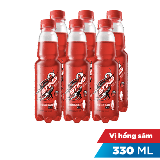 Lốc 6 chai nước tăng lực Sting hương dâu tây đỏ 330ml