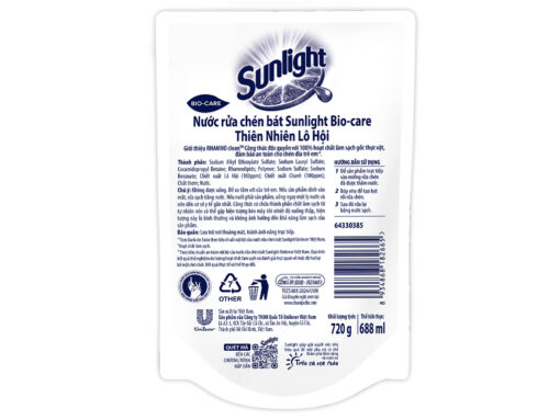 Nước rửa chén Sunlight thiên nhiên lô hội túi 688ml - Hình ảnh 2