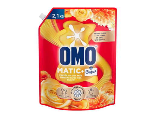 Nước giặt OMO Matic Comfort cửa trên tinh dầu nước hoa tinh tế túi 2.1kg