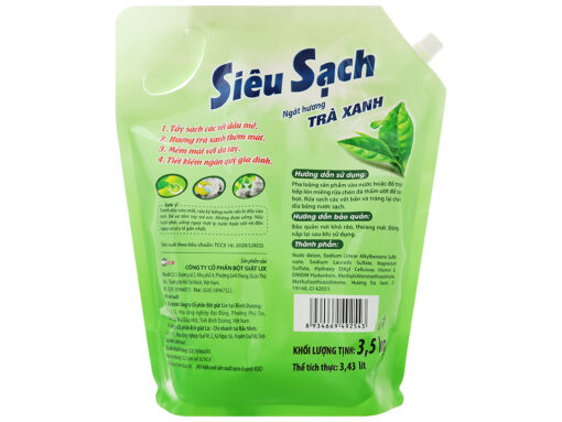 Nước rửa chén Lix siêu sạch hương trà xanh túi 3.43 lít - Hình ảnh 2