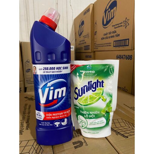 Vim tẩy bồn cầu nhà tắm 880ml+ Quà Tặng túi nước rửa chén sunlight 200g