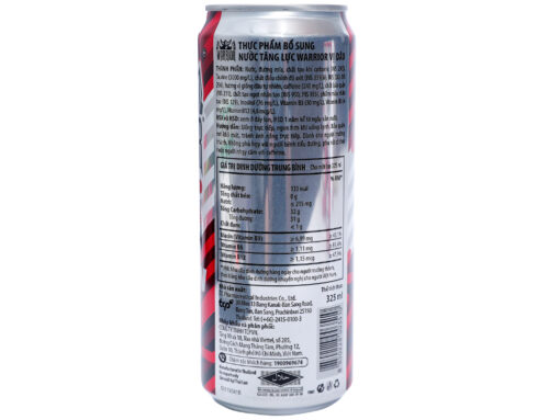 Thùng 24 lon nước tăng lực Warrior hương dâu 325ml - Hình ảnh 2