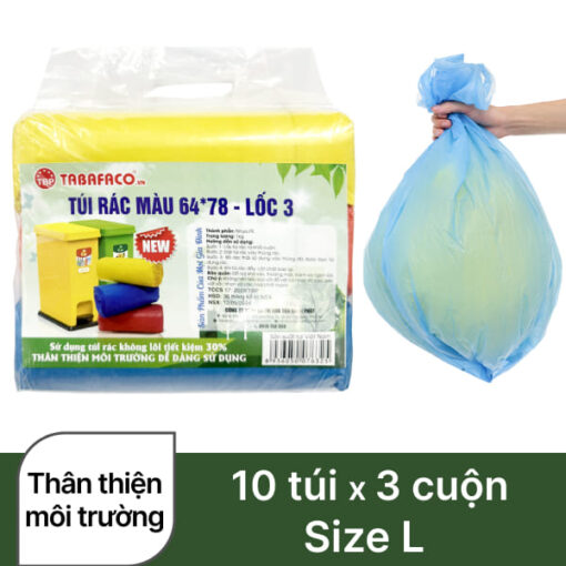 3 cuộn túi đựng rác màu TBP 55x65cm (1kg)
