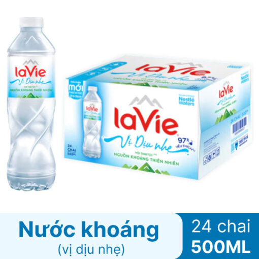 Thùng 24 chai nước khoáng La Vie 500ml vị dịu nhẹ
