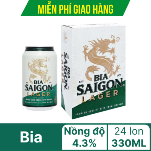Thùng 24 lon bia Sài Gòn Lager 330ml
