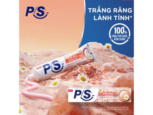 Kem đánh răng P/S 230g muối hồng, hoa cúc  + 2 bàn chải P/S 4D - Hình ảnh 4
