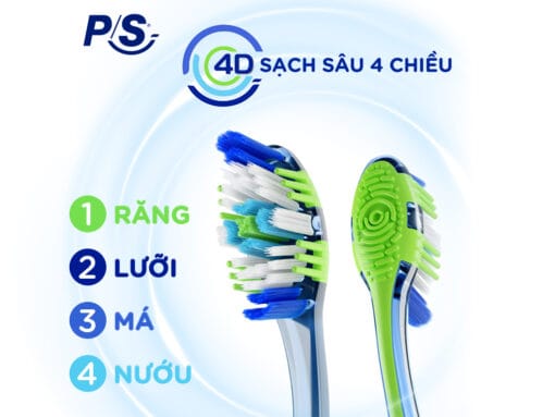 Bộ 2 bàn chải đánh răng P/S 4D sạch sâu - Hình ảnh 2