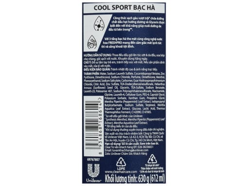 Dầu gội Clear Men bạc hà mát lạnh 612ml - Hình ảnh 5