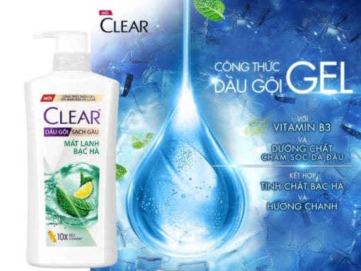 Dầu gội sạch gàu Clear mát lạnh bạc hà 630g