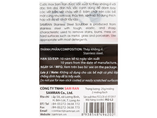 Gói 2 miếng cọ nồi cước inox nén Samran IN2 25g - Hình ảnh 6
