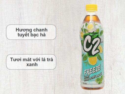 Thùng 24 chai trà xanh hương chanh tuyết bạc hà C2 Freeze 455ml - Hình ảnh 2