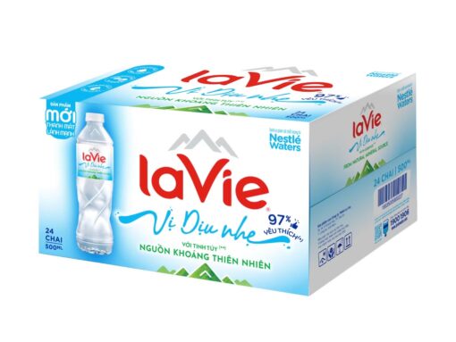 Thùng 24 chai nước khoáng La Vie 500ml vị dịu nhẹ - Hình ảnh 2
