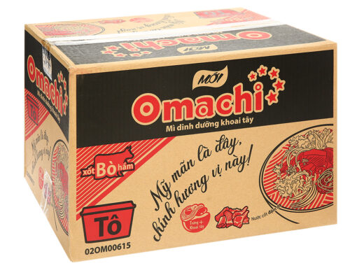 Thùng 18 hộp mì khoai tây Omachi xốt bò hầm 92g