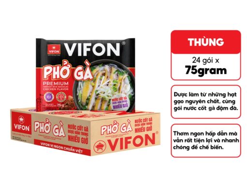 Thùng 24 gói phở gà Vifon 75g (có gói nước cốt gà) - Hình ảnh 2