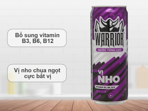 Lốc 6 lon nước tăng lực Warrior hương nho 320ml - Hình ảnh 4