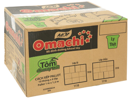 Thùng 24 ly mì khoai tây Omachi tôm chua cay Thái 111g (có cây thịt thật)