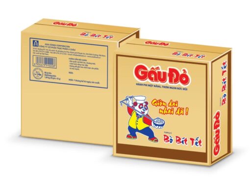 Thùng 30 gói mì Gấu Đỏ bò bít tết 63g