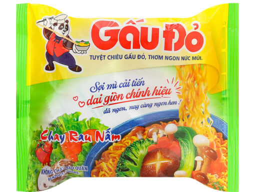 Thùng 30 gói mì Gấu Đỏ chay rau nấm 62g - Hình ảnh 2