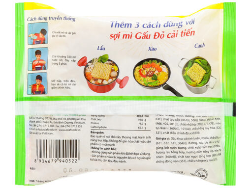 Thùng 30 gói mì Gấu Đỏ chay rau nấm 62g - Hình ảnh 4