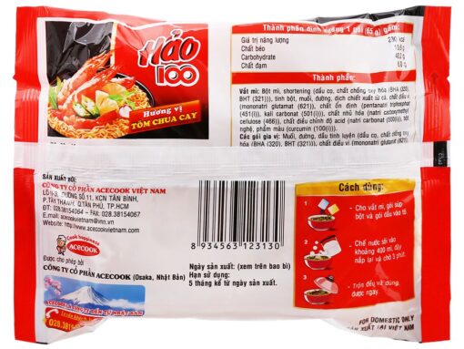 Thùng 30 gói mì Hảo 100 tôm chua cay 65g - Hình ảnh 6