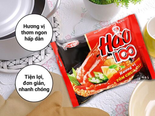 Thùng 30 gói mì Hảo 100 tôm chua cay 65g - Hình ảnh 2