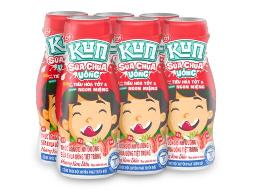 Lốc 6 chai sữa chua uống kem dâu Lof Kun 85ml