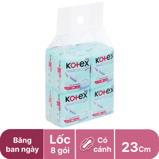 Lốc 8 gói băng vệ sinh Kotex thảo dược Cool siêu mỏng cánh 8 miếng