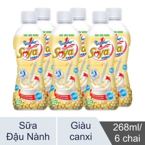Lốc 6 chai sữa đậu nành Number1 Soya Canxi 268ml