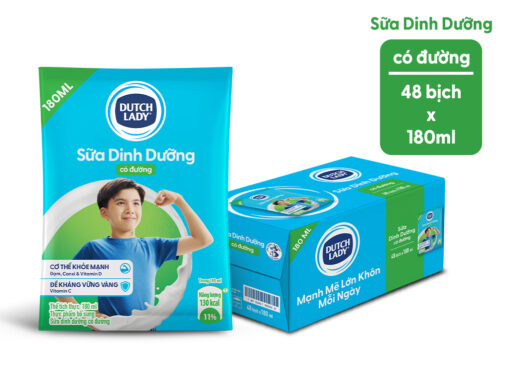 Thùng 48 bịch sữa dinh dưỡng có đường Dutch Lady 180ml