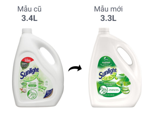 Nước rửa chén Sunlight thiên nhiên lô hội can 3.5kg - Hình ảnh 2