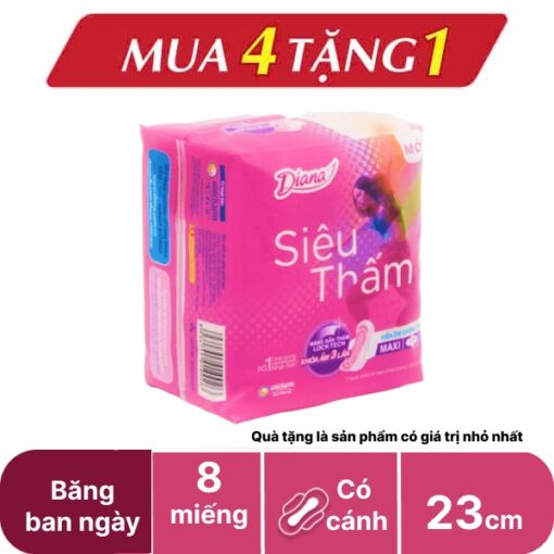 Băng vệ sinh Diana Maxi siêu thấm có cánh 8 miếng