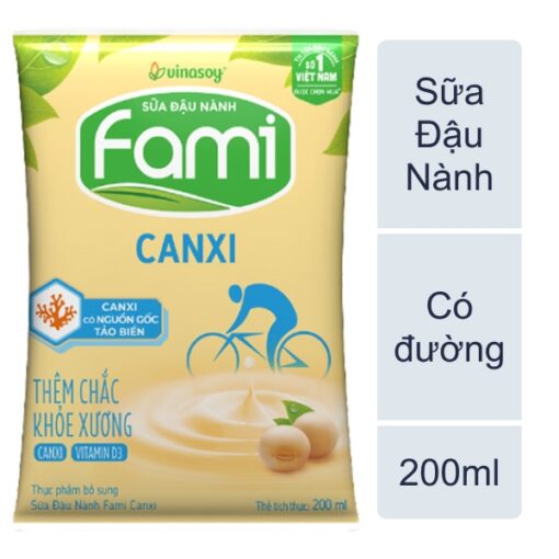 Sữa đậu nành có đường Fami Canxi bịch 200ml