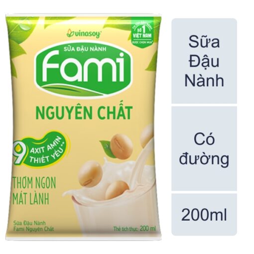 Sữa đậu nành nguyên chất Fami bịch 200ml