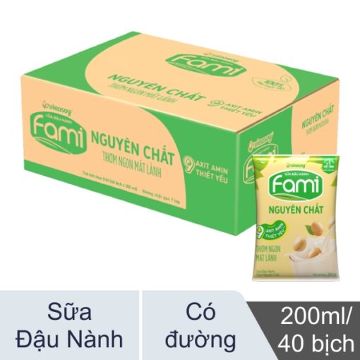 Thùng 40 bịch sữa đậu nành nguyên chất Fami 200ml