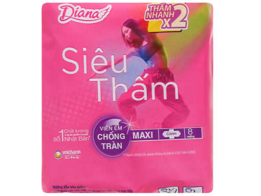 Băng vệ sinh Diana Maxi siêu thấm có cánh 8 miếng - Hình ảnh 3