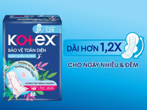 Băng vệ sinh ngày nhiều & đêm Kotex bảo vệ toàn diện 6 miếng - Hình ảnh 2