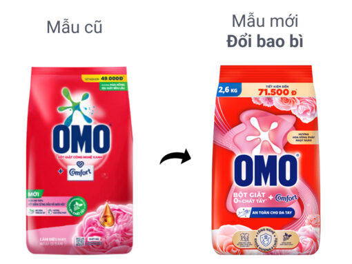 Bột giặt OMO Comfort hương hoa hồng Pháp túi 2.6kg - Hình ảnh 4