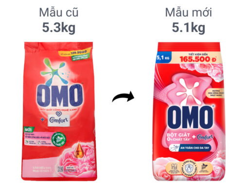Bột giặt OMO Comfort hương hoa hồng Pháp túi 5.1kg - Hình ảnh 4