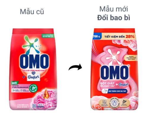 Bột giặt OMO Comfort hương hoa hồng Pháp túi 700g - Hình ảnh 2