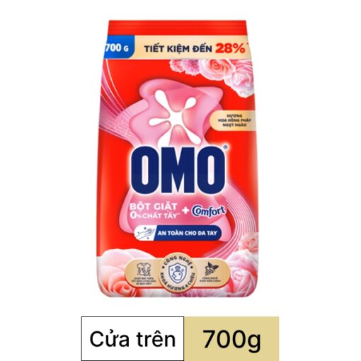 Bột giặt OMO Comfort hương hoa hồng Pháp túi 700g