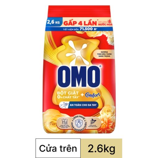 Bột giặt OMO Comfort tinh dầu thơm nồng nàn túi 2.6kg