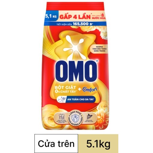 Bột giặt OMO Comfort tinh dầu thơm nồng nàn túi 5.1kg