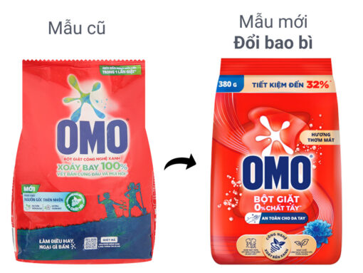 Bột giặt OMO công nghệ giặt xanh giúp xoáy bay vết bẩn loại bỏ mùi hôi túi 380g - Hình ảnh 5