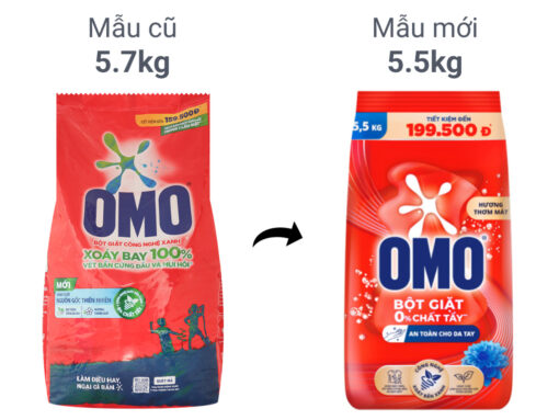 Bột giặt OMO công nghệ giặt xanh giúp xoáy bay vết bẩn loại bỏ mùi hôi túi 5.5kg - Hình ảnh 3