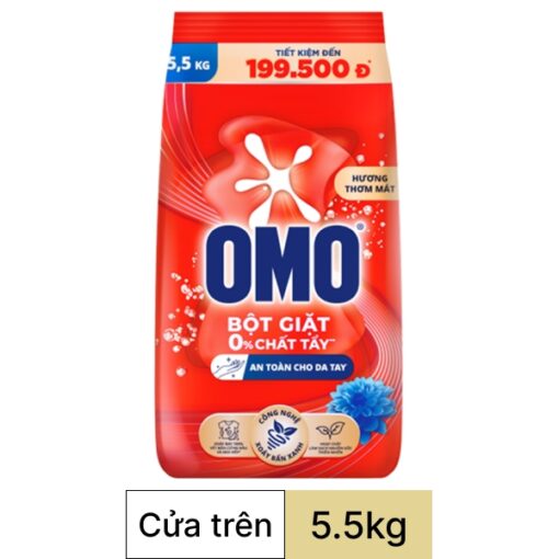 Bột giặt OMO công nghệ giặt xanh giúp xoáy bay vết bẩn loại bỏ mùi hôi túi 5.5kg