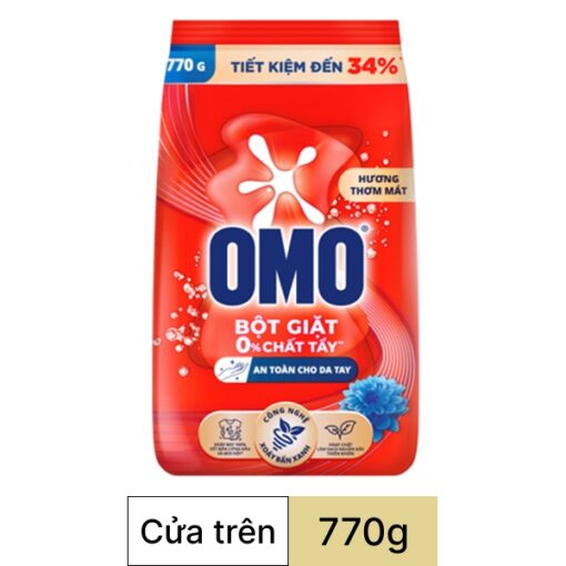 Bột giặt OMO công nghệ giặt xanh giúp xoáy bay vết bẩn loại bỏ mùi hôi túi 770g