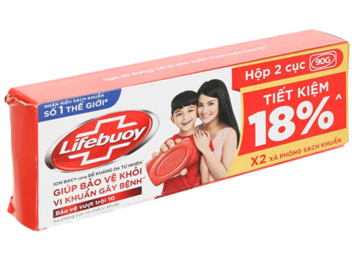Hộp 2 cục xà bông cục Lifebuoy bảo vệ vượt trội 90g - Hình ảnh 2