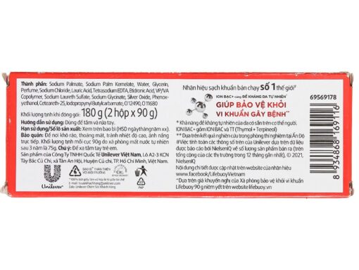 Hộp 2 cục xà bông cục Lifebuoy bảo vệ vượt trội 90g - Hình ảnh 3