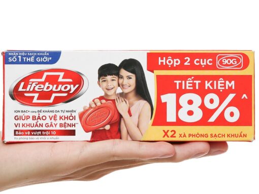 Hộp 2 cục xà bông cục Lifebuoy bảo vệ vượt trội 90g - Hình ảnh 4